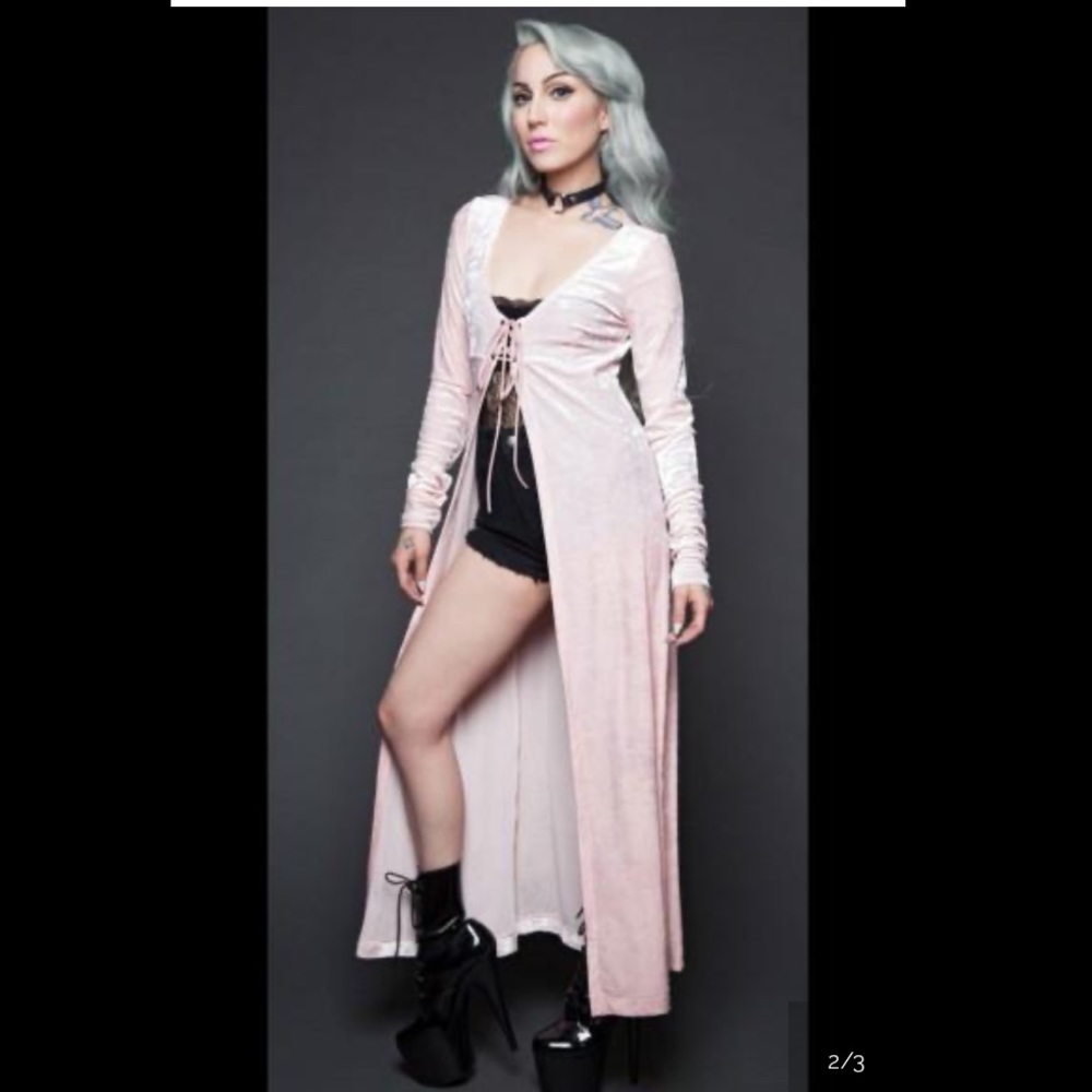 Rare Lip Service Hungry Eyes Pink Velvet Duster HTF